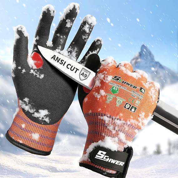 Schwer FreezeGuard-X Winter Work Gloves for Men and Women, ANSI A9 Cut Resistant Gloves for Extreme Protection, Freezer Glove With Super Grip, Touchscreen, Thermal Insulated, PM3326-W (XXS,1 Pair)