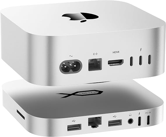 80Gbps Thunderbolt 5 Mac mini M4 Dock & Stand with Dual M.2 PCIe SSD 16TB Storage Expansion, 2 USB A 5Gbps, SD4.0 Card Reader for Mac mini M4/ M4 Pro