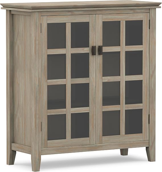 SIMPLIHOME Artisan 38" Wide Solid Wood Cabinet in Distressed Grey
