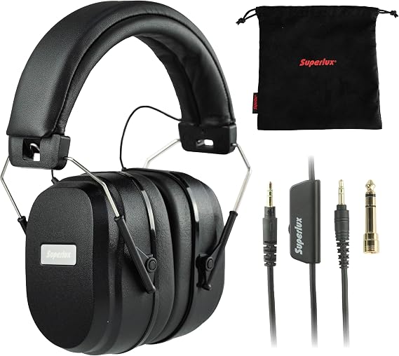Superlux HD667 Drummer Isolation Headphones, 40mm Drivers, Volume Control | For drummers rehearsing, recording or playing live; closed-back isolation, 40mm drivers and quick inline for percussion