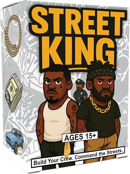 Black Owned Street King by Maker of Hood Charades A High-Energy Urban Strategy Card Game Where You Unleash Powerful Crews, Thwart Relentless Law Enforcement, and Dominate the Streets