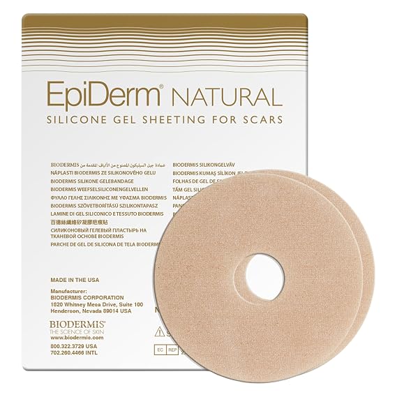 EpiDerm Areola Circles, Reusable Silicone Scar Sheets, 1 Pair, Natural