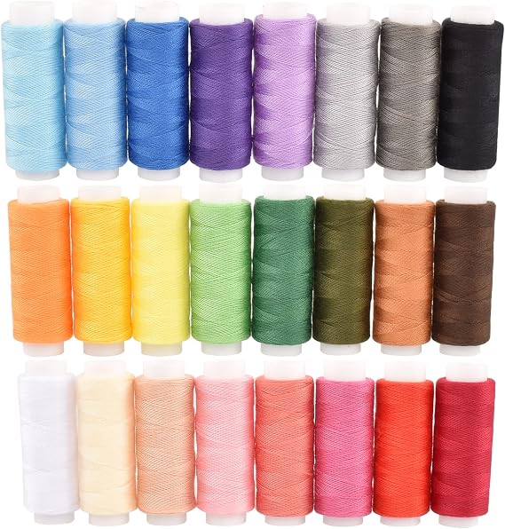 24 Polyester Sewing Threads for Sewing Machine & Hand Sewing,Set of 200 Yards Per Spool