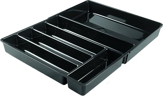 iDesign Kitchen Drawer Linus Expandable Cutlery Organizer, Set of 1, Black
