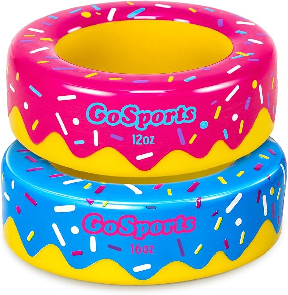 GoSports Baseball and Softball Bat Donuts - 2 Pack Baseball Drip Bat Weights - 16 oz & 12 oz