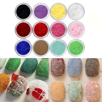 12 Jars Nail Glitter for Nail Art Velvet Powder DIY Plush Powder Nail Art Decoration Tool DIY Nail Flocking Powder Kit