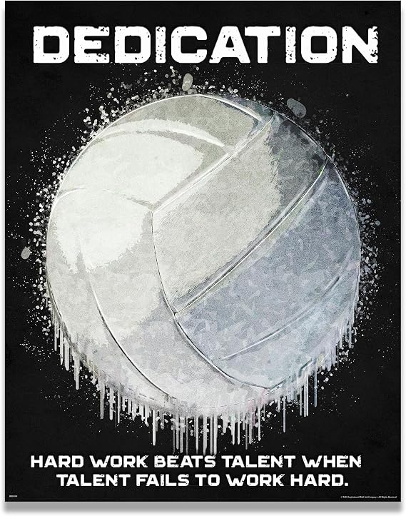 Inspirational Wall Art Co. - Dedication Hard Work - Volleyball Girls Teen Coaches Cute College Womens Motivational Quotes Posters - Print Home Gift Bedroom Decor - 11X14 inches