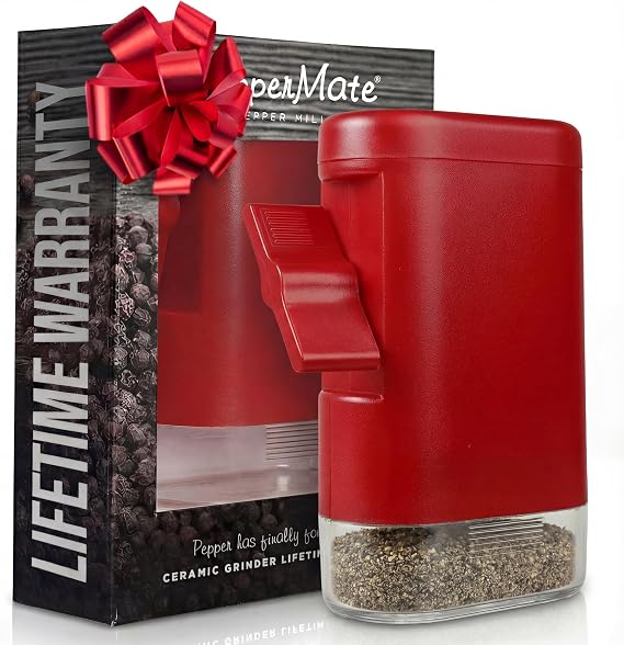 Pepper Mill Manual Grinder, Ceramic Adjustable, Refillable - PepperMate