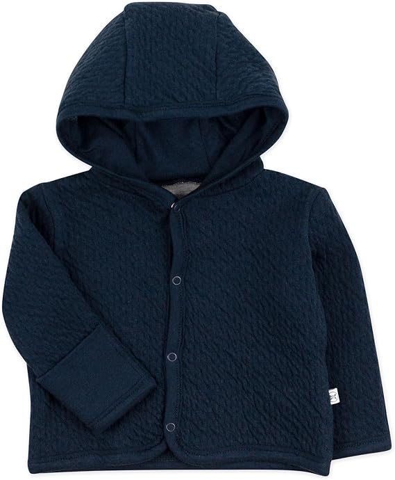 HonestBaby Matelasse Snap-Front Hooded Jacket Organic Cotton for Infant Unisex Baby Boys & Girls