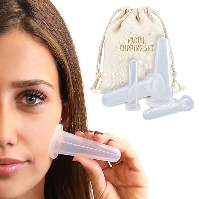 Ozziko Anti-Aging Facial Cupping Therapy Set - 4 Silicone Suction Cups. Cleansing Massager Kit for Wrinkles, Fine Lines, Eyes, Puffiness, Scars. Facial Cleansing Set for Tighter and Stronger Skin.