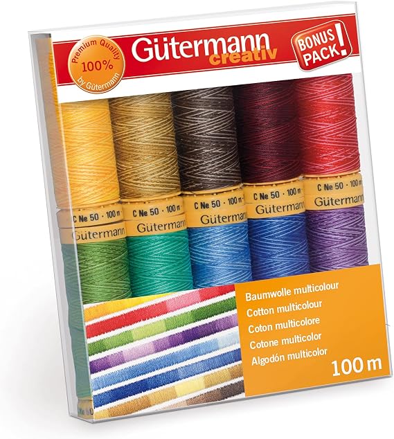 Gutermann 731149-1 Thread Set Natural Cotton 100m x 10 reels Multicolor, Assorted