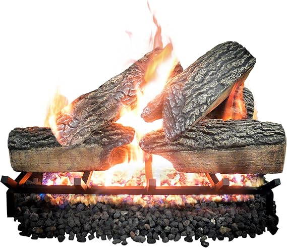 Premium Gas Logs, NG or LP Vented Fireplaces Blazing Oak Design 18"
