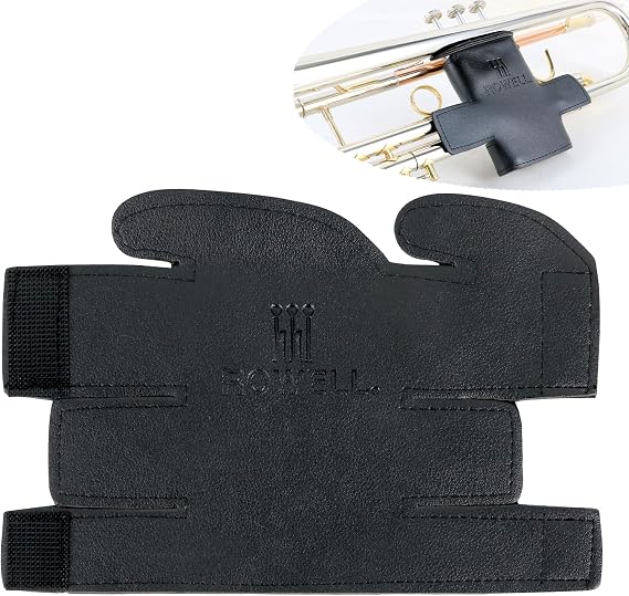 ROWELL Trumpet Hand Guard Leather Trumpet Valve Guard Portable Trumpet Valve Cover Trumpet Hand Guard Pads use as Protection from Corrosion, Scratches and Stains(Black)