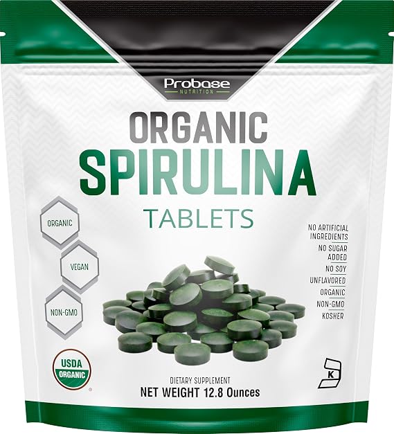Probase Nutrition Organic Spirulina Supplement, 3000MG, 720 Tablets