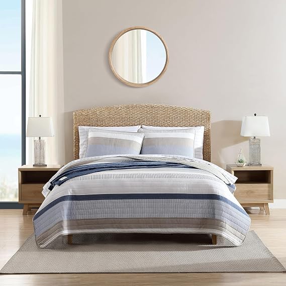 Nautica - Queen Quilt Set with Shams, Cotton, Reversible