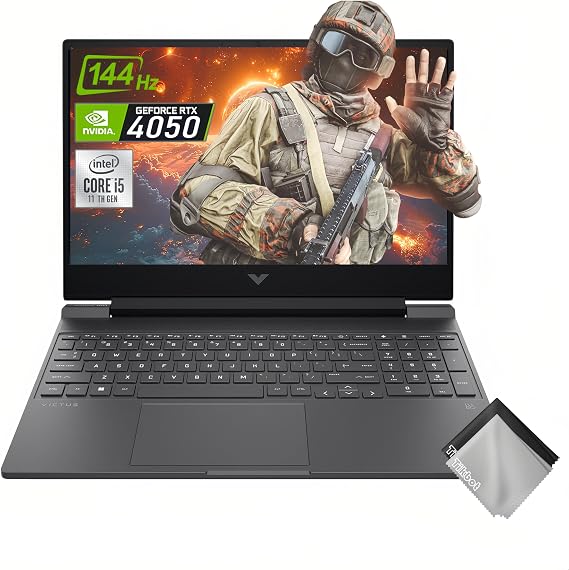 HP Victus 15.6-inch FHD 144Hz Gaming Laptop, Intel Core i5-13420H, NVIDIA GeForce RTX 4050 6GB,Wi-Fi 6,Bluetooth 5.3 ,Win11 Home,w/Cloth (16GB RAM | 1TB PCIe SSD)