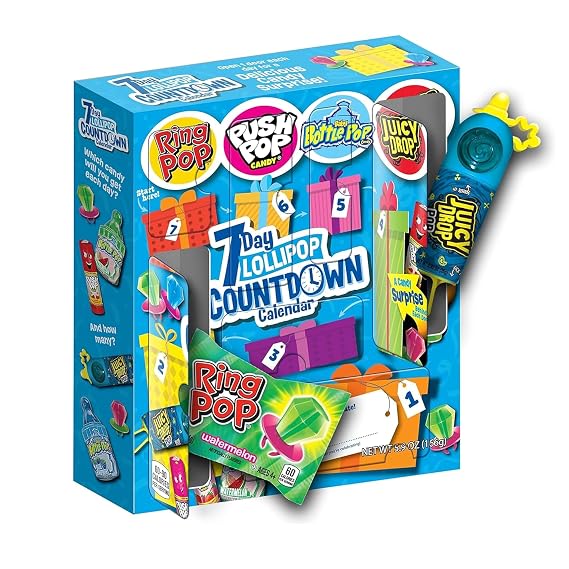 Bazooka Brands 7 Day Candy Countdown Calendar Full-Size Surprise Hard Candy