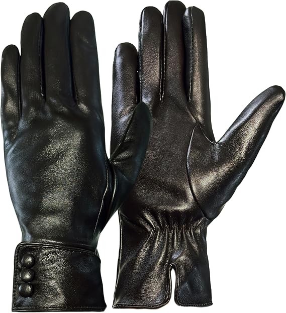 Tomily Women's Winter Leather Touch Screen Gloves Fleece Lined Windproof | PU Leather Gloves,Winter Dress Gloves, Outdoor Thermal Gloves for Driving Cycling,Full-hand sensitive touch support