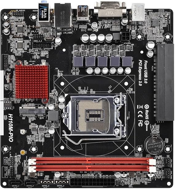 Computer Motherboards Fit for ASROCK H110M-PIO Motherboard LGA 1151 Intel H110 DDR4 32G Support 6100 6400 7300 7700 7100 6500 G4600 7600 CPU uDTX
