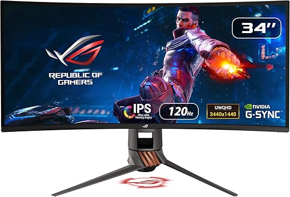 ASUS ROG Swift PG349Q 34 Curved G-Sync Gaming Monitor 120Hz 3440 X 1440 IPS with Eye Care Aura Sync DP HDMI