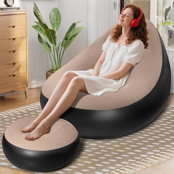 Inflatable Chair for Adults,Portable Inflatable Chairs with Ottoman
