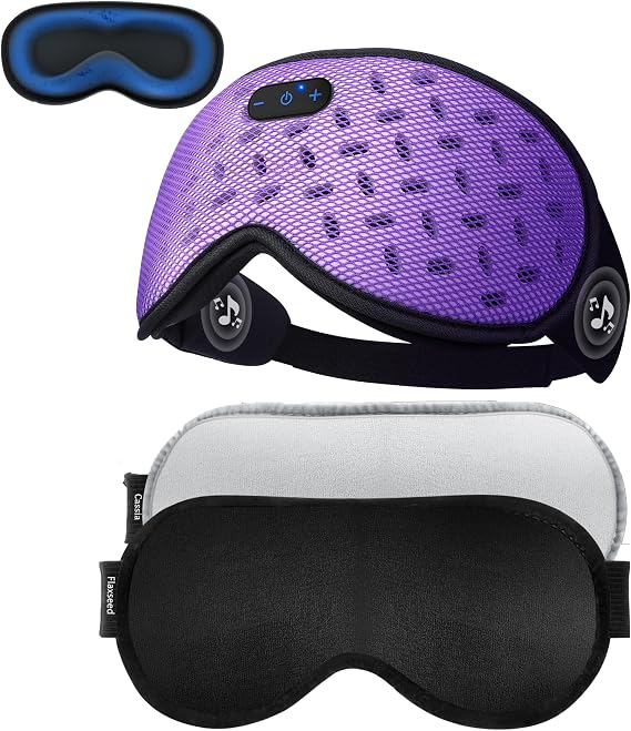 TOPOINT Weighted Sleep Mask Headphones Bluetooth 5.4 with 3D Removable Hot & Cold Compress and Heated Eye Mask Moist Warm Compress Microwave with Flaxseed Cassia Seed
