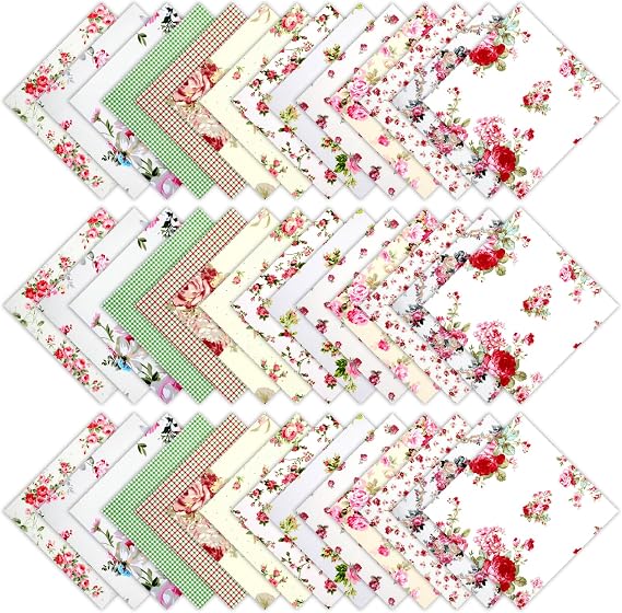 42Pcs 10 x 10 Inches Layer Cakes Squares for Quilting Precut Quilting Fabric Bundles Squares Bundles for Sewings Patchwork Retro Sewing Fabrics for DIY Craft Sewing-Embroidery