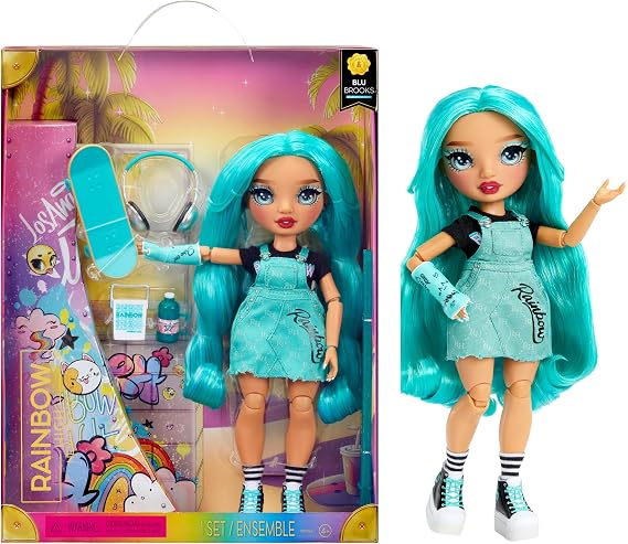 Rainbow High Blu - Blue Fashion Doll in Fashionable Outfit, Wearing a Cast & 10+ Colorful Play Accessories. Gift for Kids 4-12 Years and Collectors