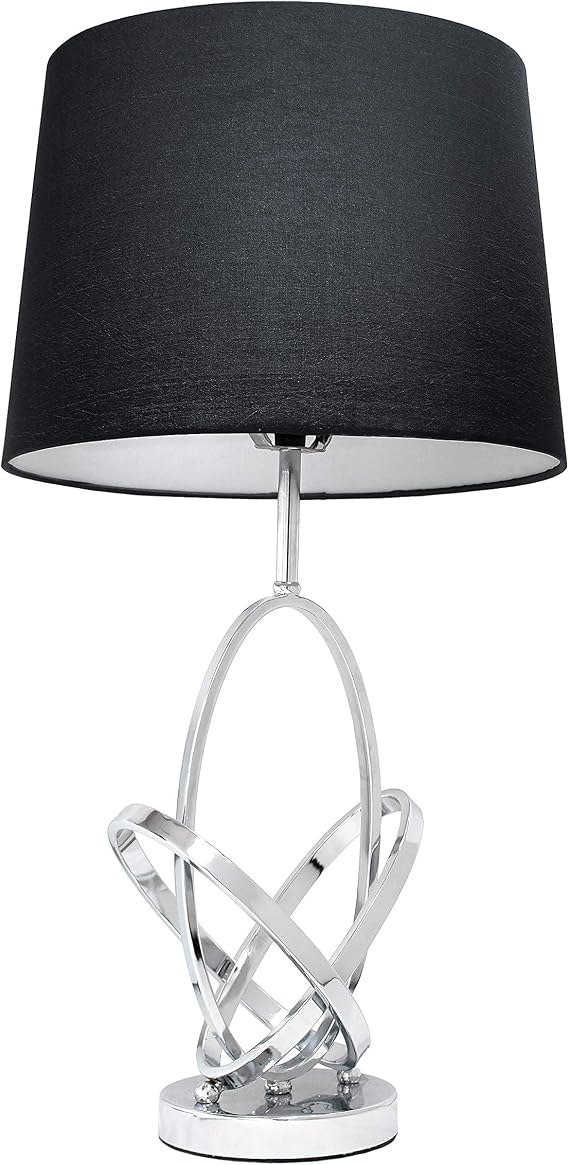 Elegant Designs LT1006-CHR Mod Art Polished Chrome Table Lamp with Black Shade