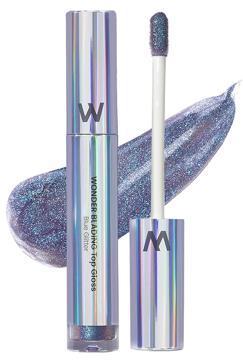 Wonderskin Lip Gloss - Blue Glitter Top Gloss, Long Lasting Gloss | High-shine eye-catching iridescent shimmer creates a luminous glossy finish over any lip look.