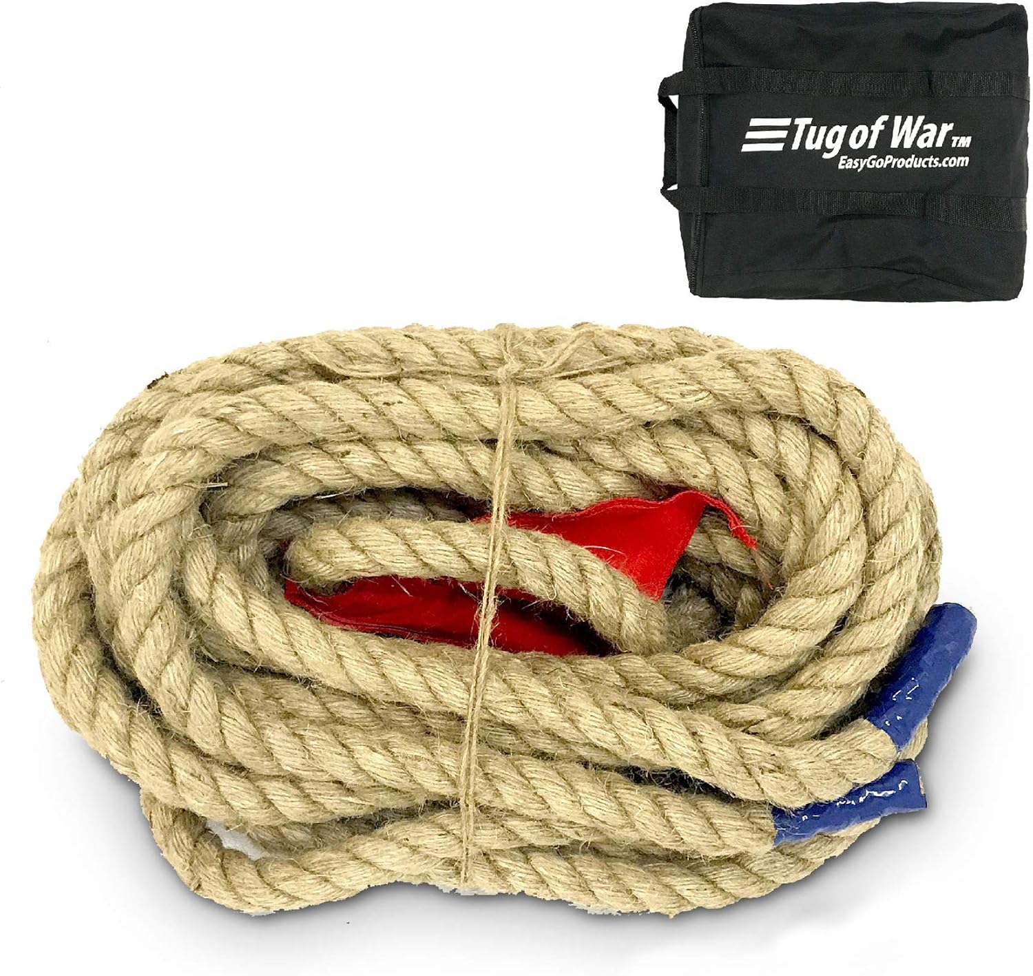 33 Foot TUG of WAR Rope with Flag – Kids and Adults Family Game – Team Building – Soft Rope - Professional Long Lasting - Extra Thick for Easier GRIPPING
