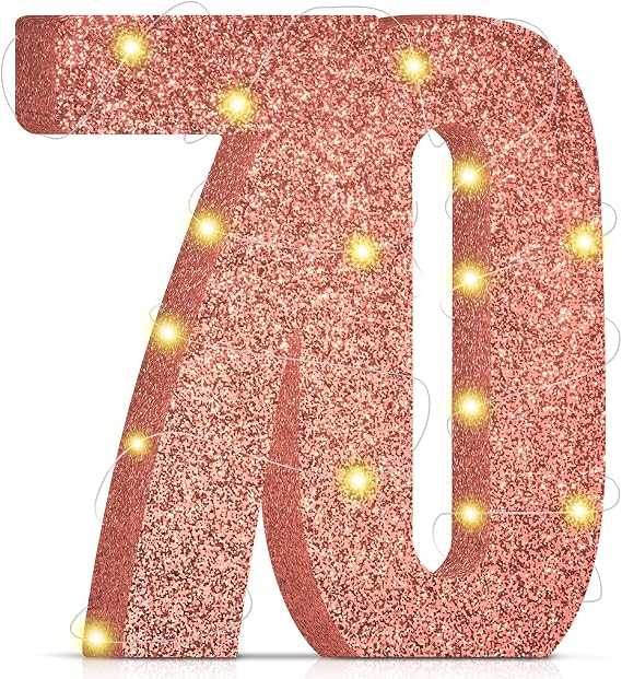 70th Birthday Decorations for Women,70th Anniversary Decorations, Rose Gold Pink Glitter 70th Birthday Party Centerpieces for Table Decorations, 70 Table Topper Decor