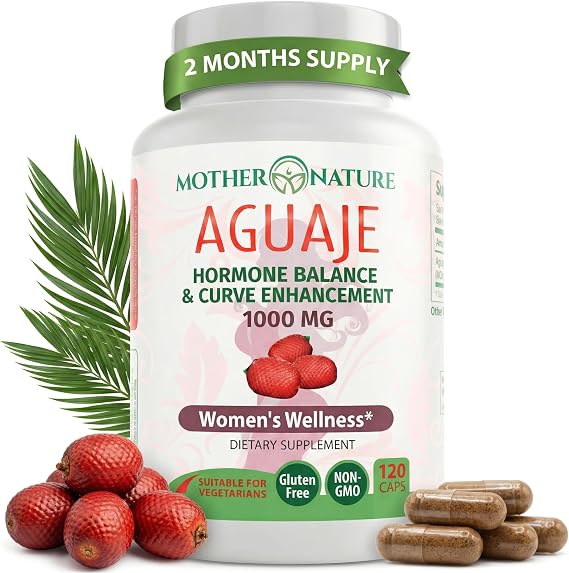 MNO Aguaje Curves Capsules for Women 1000mg with Red Maca & Black Cohosh | Aguaje Fruit from Peru for Female Hormone Balance, Menopause & Body Shape Support, Vegan Non-GMO Gluten-Free Kosher, 120ct