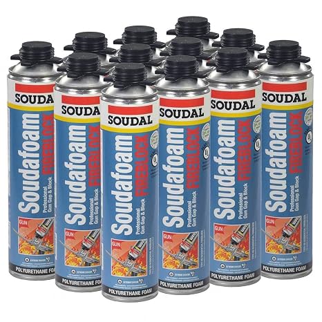 Soudal Pro FireBlock Foam Sealant for Gaps and Cracks 24 oz can (Sealed Case of 12)
