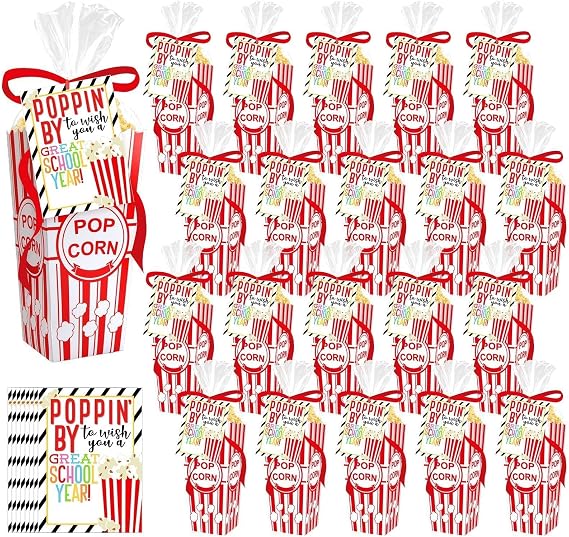 Gosodeny 12 Set Back to School Student Gifts Includes Popcorn Boxes with Inspirational Cards Welcome Back Gifts for Students from Teacher Classroom Prizes
