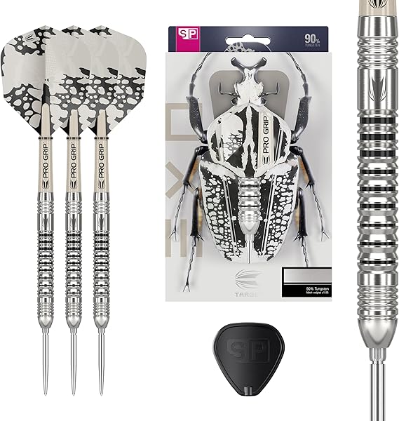 TARGET Darts EXO Edition 90% Tungsten Steel Tip Darts Set 23g Barrel SP03 Steel Tip Dart Set, Swiss Point Darts with Pro Grip Shafts and No.6 Flights, SP Tool Included