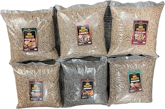 Lumber Jack BBQ 6 x 7 Pound Bag Variety BBQ Pellet Pack - 100 Percent (Hickory, Oak), Maple-Hickory-Cherry, Oak-Hickory-Cherry, Mesquite Blend and Charblend Hickory