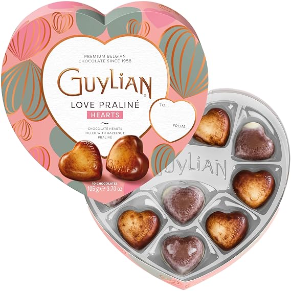 Guylian Belgian Chocolate Heart Gift Box, Assorted, 10 pc Praline, 3.7 oz