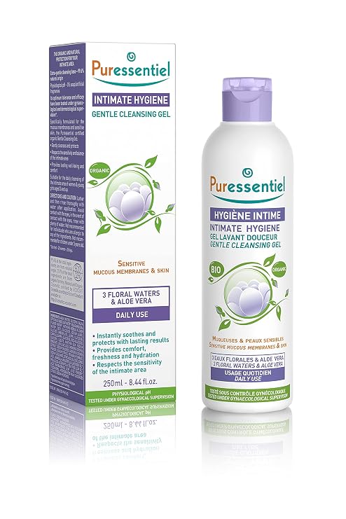 Puressentiel Feminine Wash Ph Balance Vaginal Cleanser Gel for Womens Hygiene - 99.6% Natural Origin, Organic, Vegan, Eco-Certified, Made in France, 8.4 fl oz