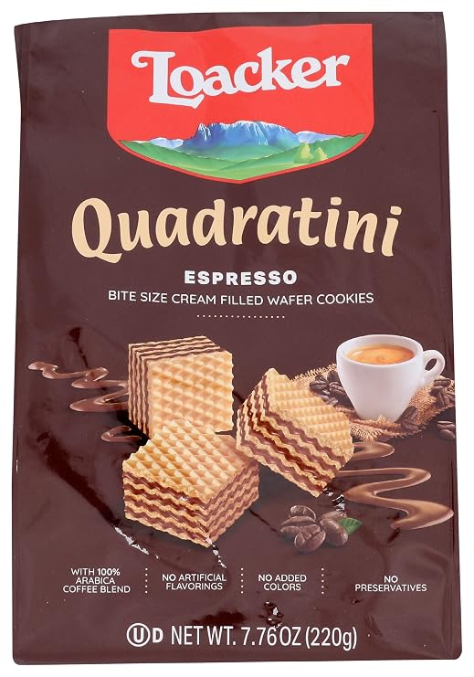 Loacker Quadratini Espresso Bite-Size Wafer Cookies, 7.76 Oz (Pack of 6)
