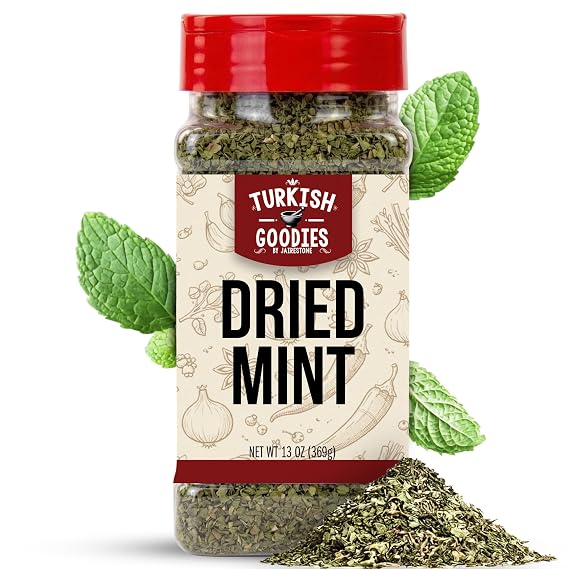 Turkish Goodies Dried Mint Leaves 13 oz, Cut and Sifted Spearmint, No Stems