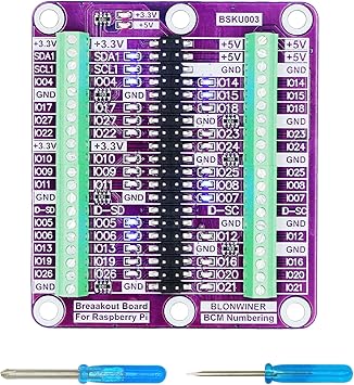 Breakout Board for Raspberry Pi with GPIO Status LED and Terminal Block Shield Hat, Make GPIO Connections Convenient for Beginners and Professional Developers