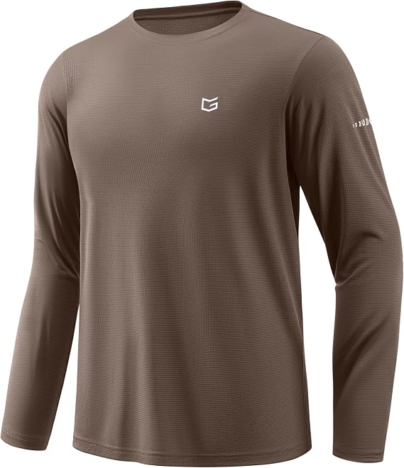 Men's Sun Protection UPF 50+ Grid Swim Long Sleeve Rash Guard SPF UV Shirts
