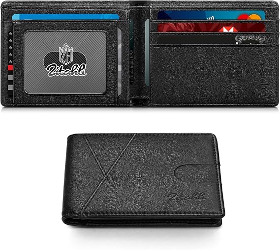 Zitahli Bifold Wallets for Men, Slim RFID Leather Card Holder Cash Pocket