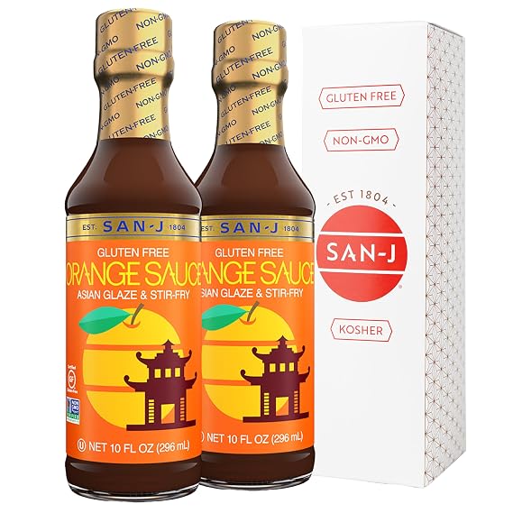 San-J Orange Sauce, Gluten Free, Bright and Sweet, Non-GMO, 10 oz, 2 Pack