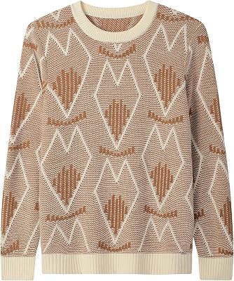 ZHILI Ugly Christmas Sweaters for Men Featuring Winter Argyle Patterns Loose Crew Neck Pullover Sweater