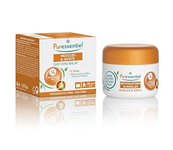 Puressentiel Muscle and Joints Balm - Essential Oil and Shea Butter Balm for Back and Neck Massage - Dye-Free, No Preservatives - 1.01 oz