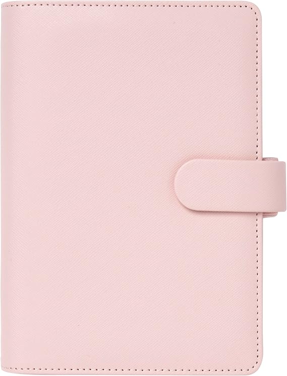 Filofax Saffiano Organizer, Personal Size, Blush - Cross-Grain, Leather-Look, Six Rings, Week-to-View Insert, Multilingual (C022698)
