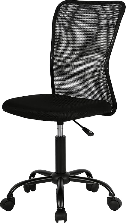 HHS Ergonomic Office Chair Cheap Desk Chair Mesh Computer Chair Back Support Modern Executive Mid Back Rolling Swivel Chair for Women, Men (Black), 21.26 x 16.54 x 40.55 inches