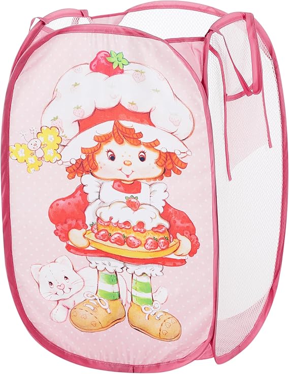 Idea Nuova Pop Up Hamper with Durable Carry Handles for Laundry, Nursery, Storage,Strawberry Shortcake